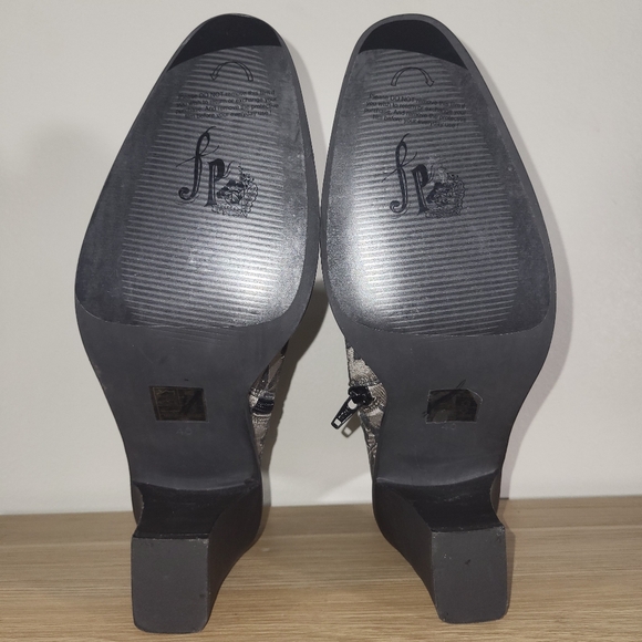 FREE PEOPLE | Barclay Brocade Floral Silver Black Heeled Ankle Boots Women’s 10 - Picture 10 of 12